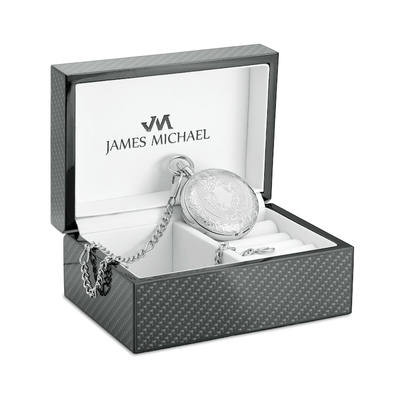 Men's James Michael Mechanical Pocket Watch with Two-Tone Skeleton Dial (Model: PMA181003Z)