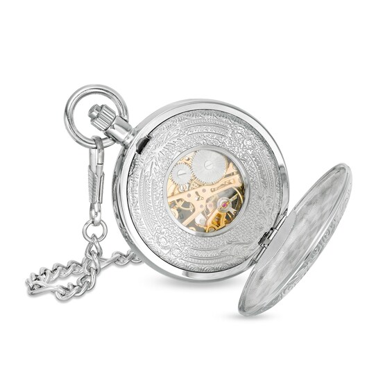 Men's James Michael Mechanical Pocket Watch with Two-Tone Skeleton Dial (Model: Pma181003Z)