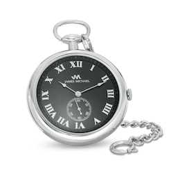 Men's James Michael Pocket Watch with Black Dial and Black Pouch (Model: PQA181125P)