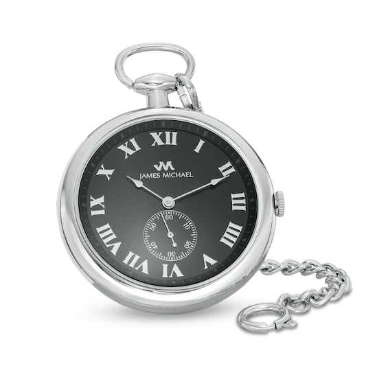 Men's James Michael Pocket Watch with Black Dial and Black Pouch (Model: Pqa181125P)