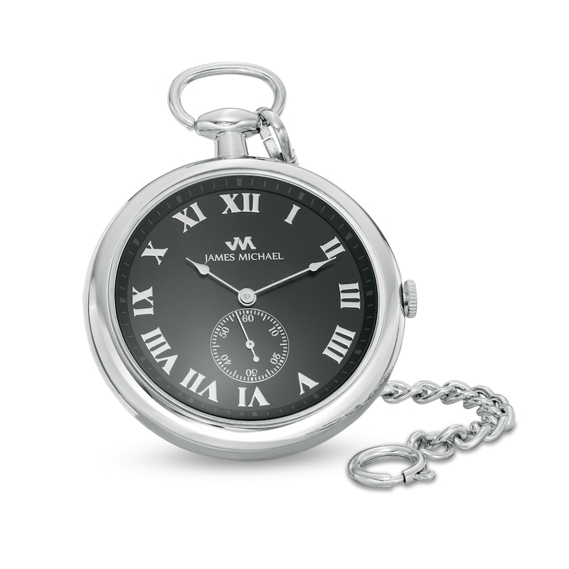 Men's James Michael Pocket Watch with Black Dial and Black Pouch (Model: PQA181125P)