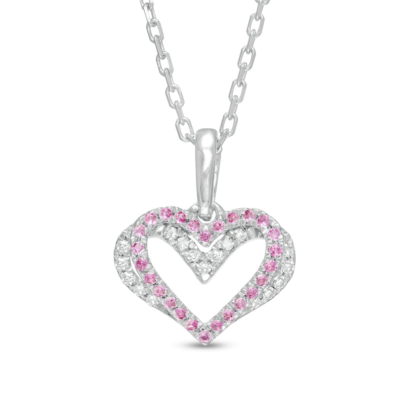 The Kindred Heart from Vera Wang Love Collection Sapphire and 1/20 CT. T.W. Diamond Pendant in Sterling Silver - 19"