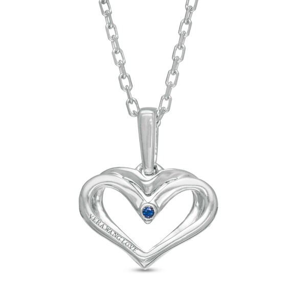 The Kindred Heart from Vera Wang Love Collection Sapphire and 1/20 CT. T.w. Diamond Pendant in Sterling Silver - 19"