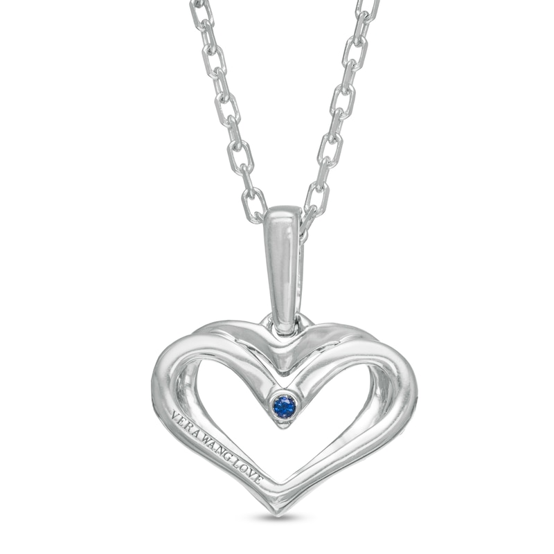 Main Image 2 of The Kindred Heart from Vera Wang Love Collection Sapphire and 1/20 CT. T.W. Diamond Pendant in Sterling Silver - 19"