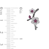 Thumbnail Image 2 of Enchanted Disney Mulan Live Action Rhodolite Garnet and 1/8 CT. T.W. Diamond Flower Drop Earrings in Sterling Silver
