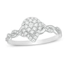 Thumbnail Image 1 of 1/4 CT. T.W. Composite Pear Diamond Frame Twist Shank Engagement Ring in 10K White Gold