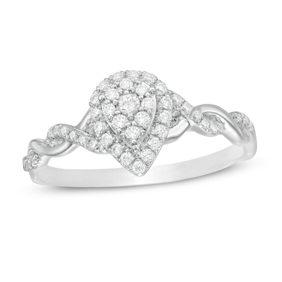 1/4 CT. T.w. Composite Pear Diamond Frame Twist Shank Engagement Ring in 10K White Gold