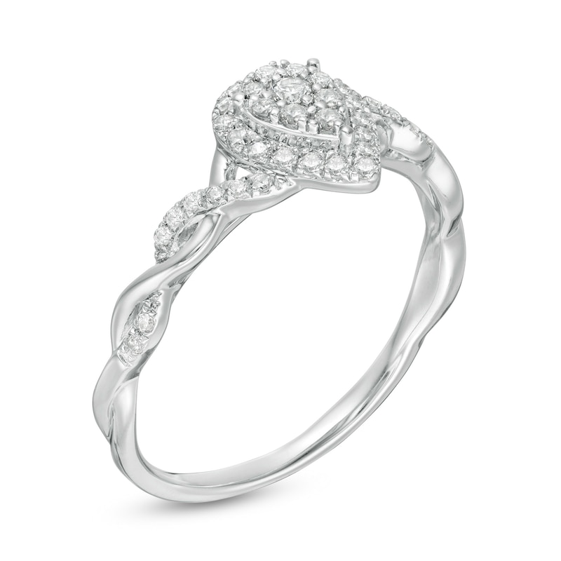 Main Image 3 of 1/4 CT. T.W. Composite Pear Diamond Frame Twist Shank Engagement Ring in 10K White Gold