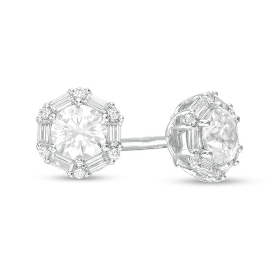 1/2 CT. T.w. Diamond Hexagon Frame Stud Earrings in 14K White Gold