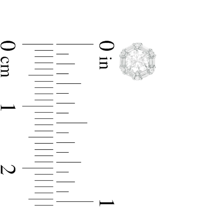 Main Image 3 of 1/2 CT. T.W. Diamond Hexagon Frame Stud Earrings in 14K White Gold