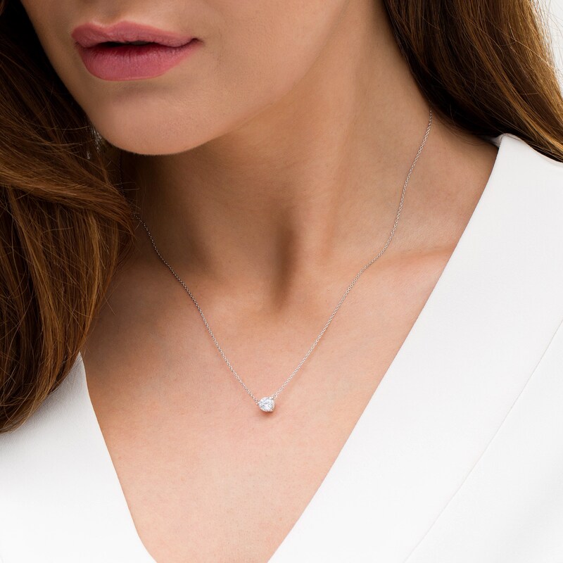 Main Image 2 of Zales Private Collection 1/2 CT. Certified Diamond Solitaire Necklace in 14K White Gold (F/I1)