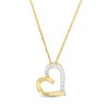 Thumbnail Image 1 of 1/10 CT. T.W. Diamond Tilted Ribbon Heart Pendant in 10K Gold