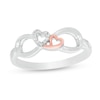 Thumbnail Image 1 of Diamond Accent Double Heart Infinity Ring in Sterling Silver and 14K Rose Gold Plate