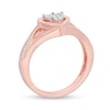 1/20 CT. T.W. Diamond Heart Split Shank Promise Ring in Sterling Silver and 14K Rose Gold Plate