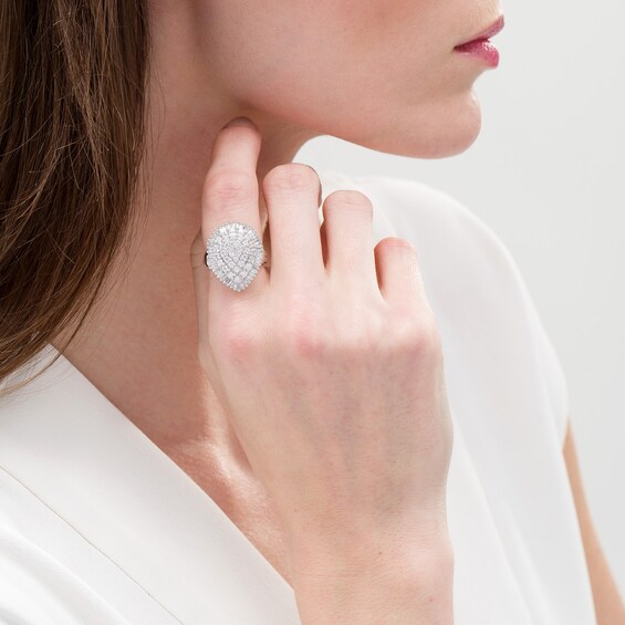 2 CT. T.W. Baguette and Round Composite Diamond Pear-Shaped Frame Ring in 10K White Gold 2 CT. T.W. Baguette and Round Composite Diamond Pear-Shaped Frame Ring in 10K White Gold