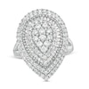 Thumbnail Image 1 of 2 CT. T.W. Baguette and Round Composite Diamond Pear-Shaped Ring in 10K White Gold