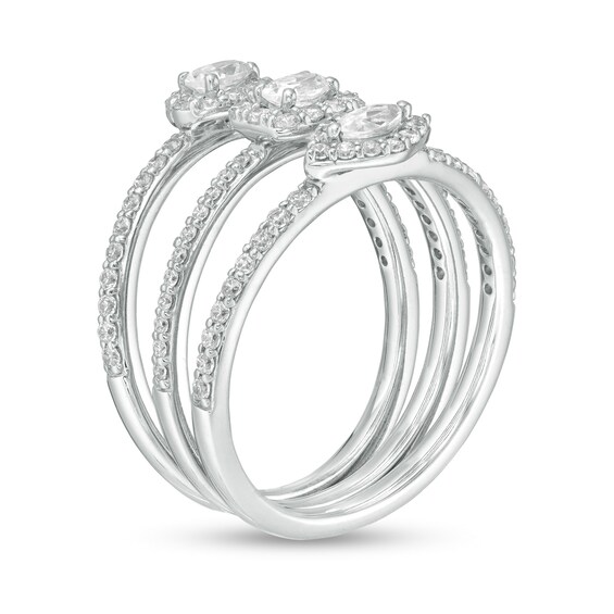 3/4 CT. T.w. Diamond Frame Three Piece Stackable Ring Set in 14K White Gold