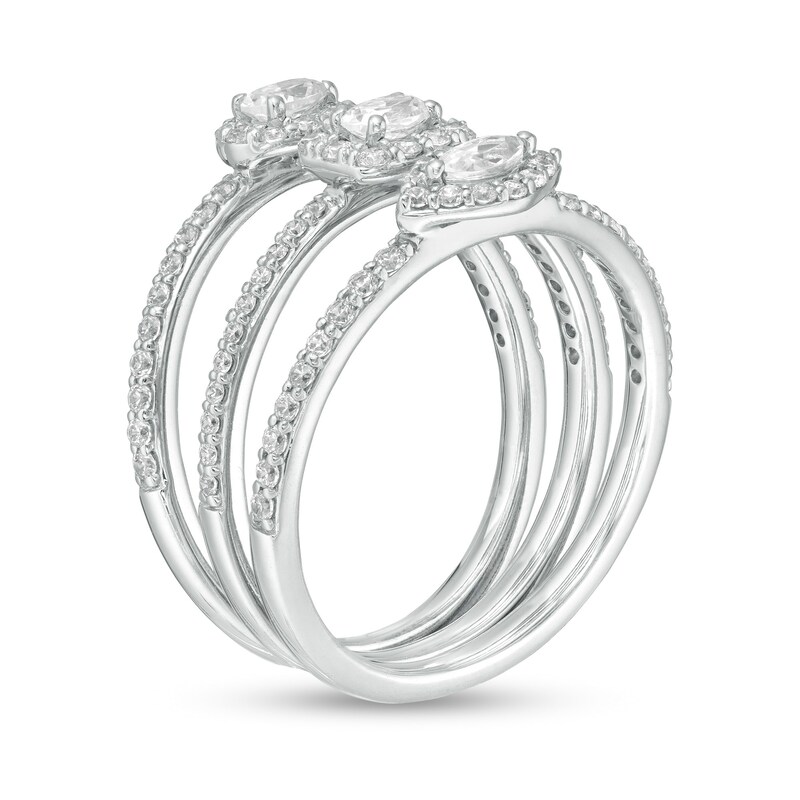 Main Image 3 of 3/4 CT. T.W. Diamond Frame Three Piece Stackable Ring Set in 14K White Gold