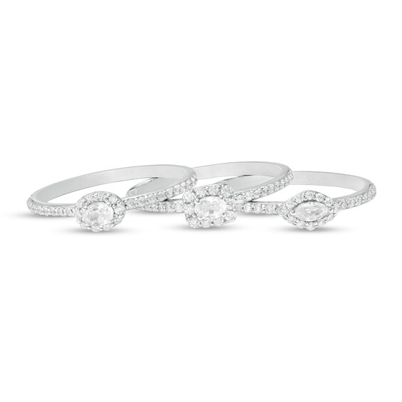 3/4 CT. T.w. Diamond Frame Three Piece Stackable Ring Set in 14K White Gold