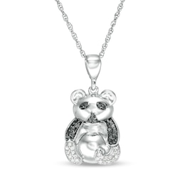 1/10 CT. T.W. Enhanced Black and White Diamond Panda Pendant in Sterling Silver