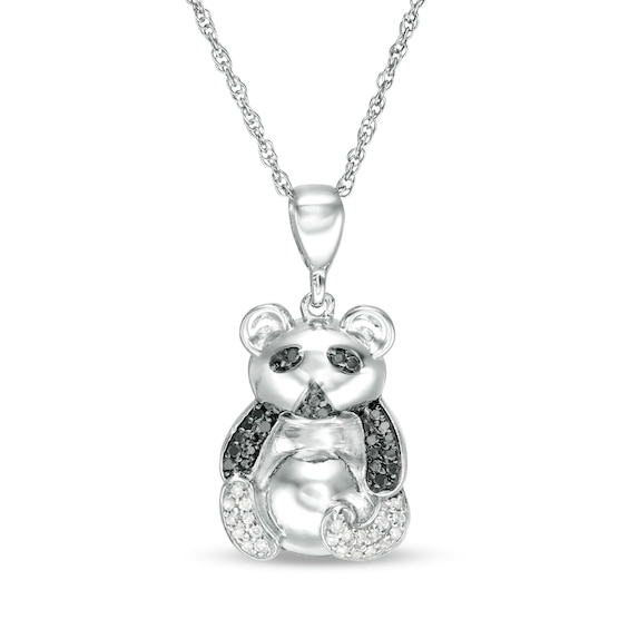 1/10 CT. T.w. Enhanced Black and White Diamond Panda Pendant in Sterling Silver