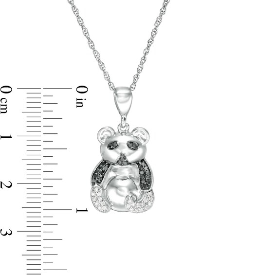1/10 CT. T.w. Enhanced Black and White Diamond Panda Pendant in Sterling Silver