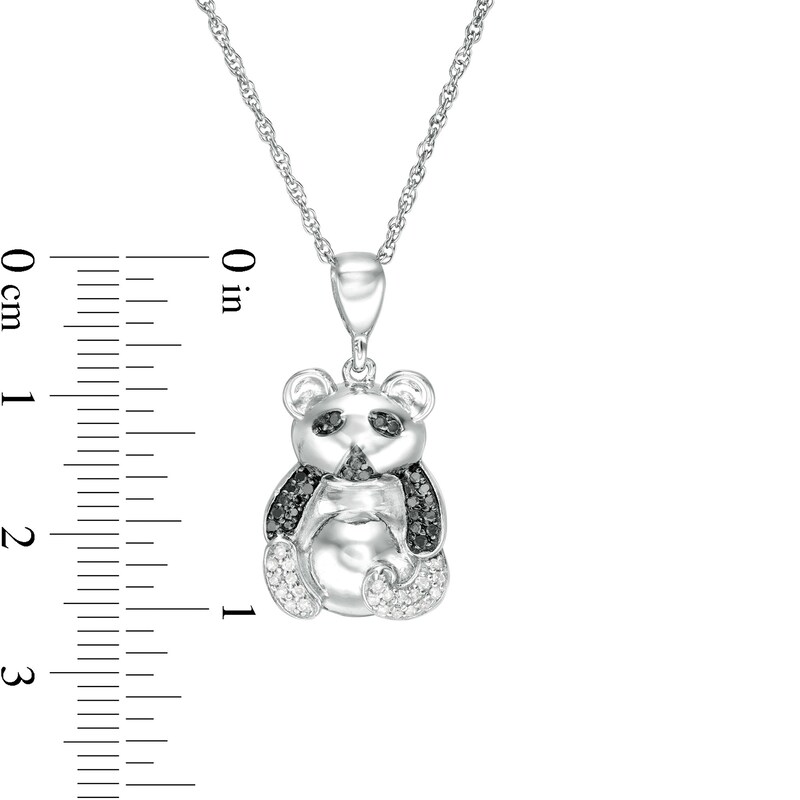 Main Image 3 of 1/10 CT. T.W. Enhanced Black and White Diamond Panda Pendant in Sterling Silver