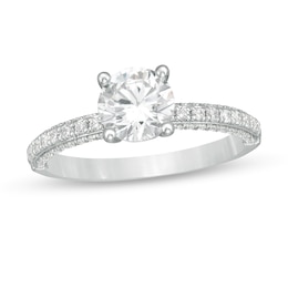Celebration Ideal 1 CT. T.W. Certified Diamond Engagement Ring in 14K White Gold (I/I1)