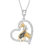 Thumbnail Image 1 of 1/5 CT. T.W. Enhanced Multi-Color and White Diamond Giraffes Heart Pendant in Sterling Silver and 14K Gold Plate