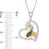 Thumbnail Image 3 of 1/5 CT. T.W. Enhanced Multi-Color and White Diamond Giraffes Heart Pendant in Sterling Silver and 14K Gold Plate