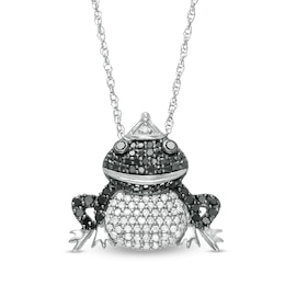 1/2 CT. T.W. Enhanced Black and White Diamond Frog Pendant in Sterling Silver
