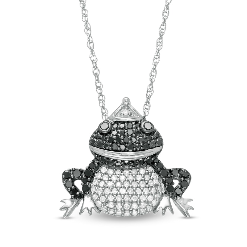 Main Image 1 of 1/2 CT. T.W. Enhanced Black and White Diamond Frog Pendant in Sterling Silver