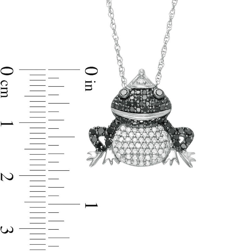 Main Image 3 of 1/2 CT. T.W. Enhanced Black and White Diamond Frog Pendant in Sterling Silver