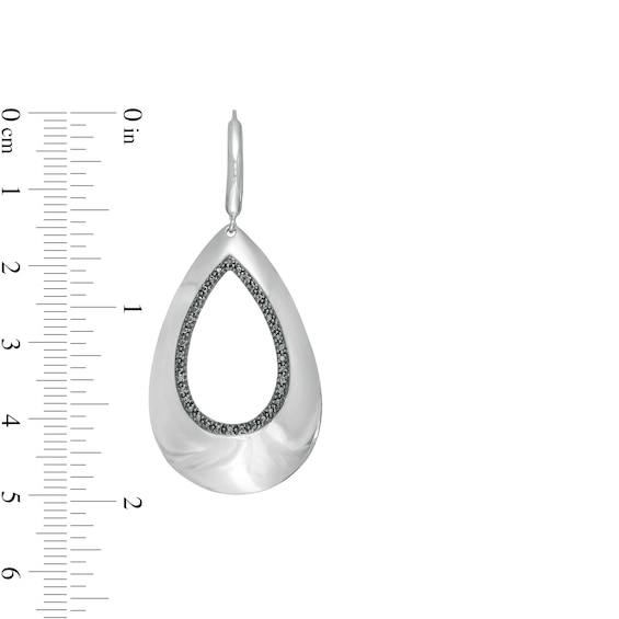 Black Diamond Accent Open Teardrop Earrings in Sterling Silver and Black Rhodium