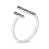 Thumbnail Image 3 of 1/10 CT. T.W. Black Diamond Double Bar Open Ring in Sterling Silver