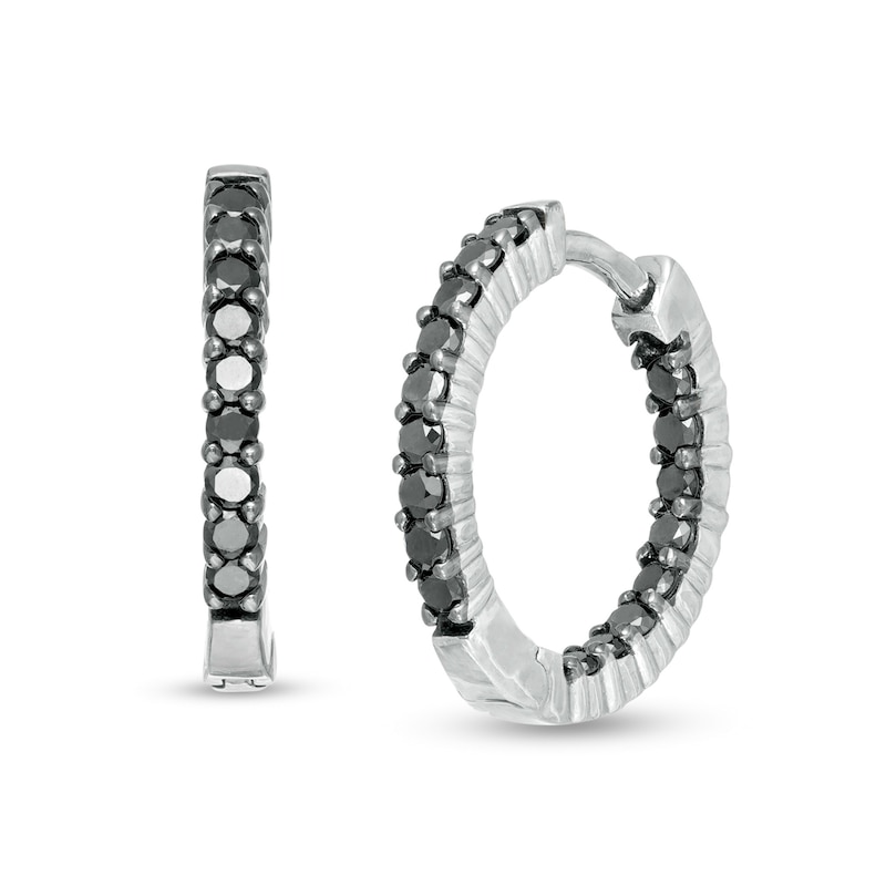Main Image 1 of 1 CT. T.W. Black Diamond Inside-Out Hoop Earrings in Sterling Silver