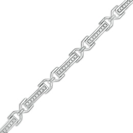1/4 CT. T.W. Diamond Bar "X" Link Bracelet in Sterling Silver - 7.5"