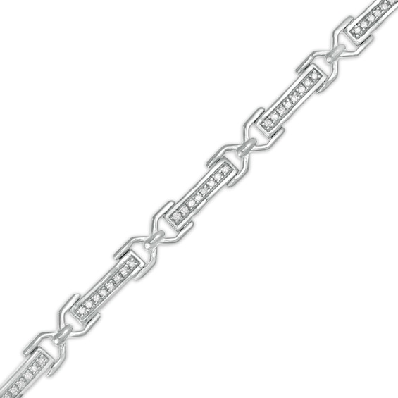 1/4 CT. T.w. Diamond Bar "X" Link Bracelet in Sterling Silver - 7.5"