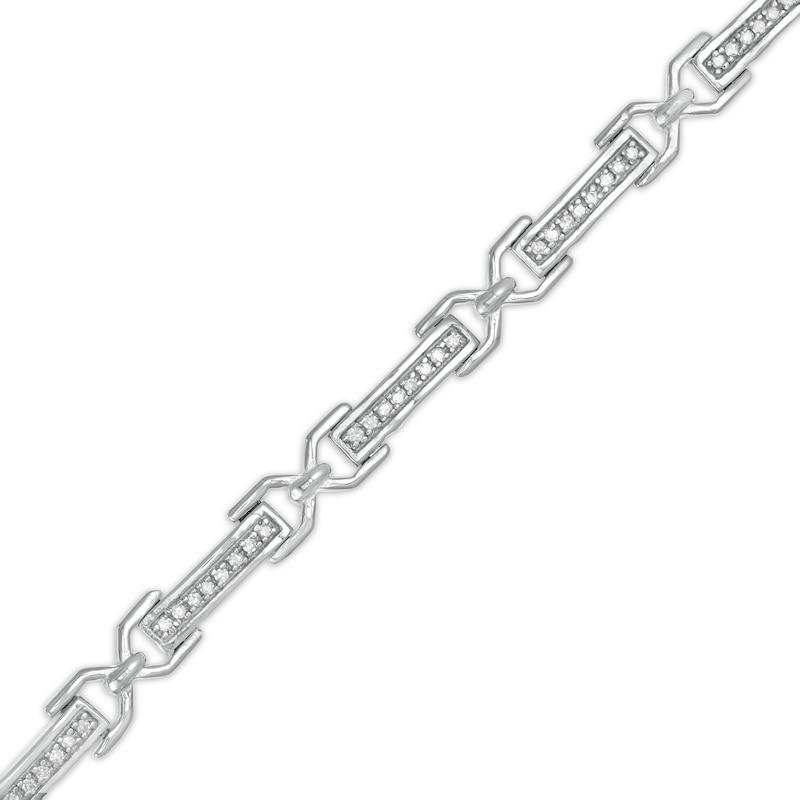 Main Image 1 of 1/4 CT. T.W. Diamond Bar "X" Link Bracelet in Sterling Silver - 7.5"