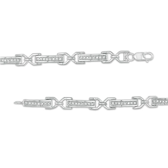 1/4 CT. T.w. Diamond Bar "X" Link Bracelet in Sterling Silver - 7.5"