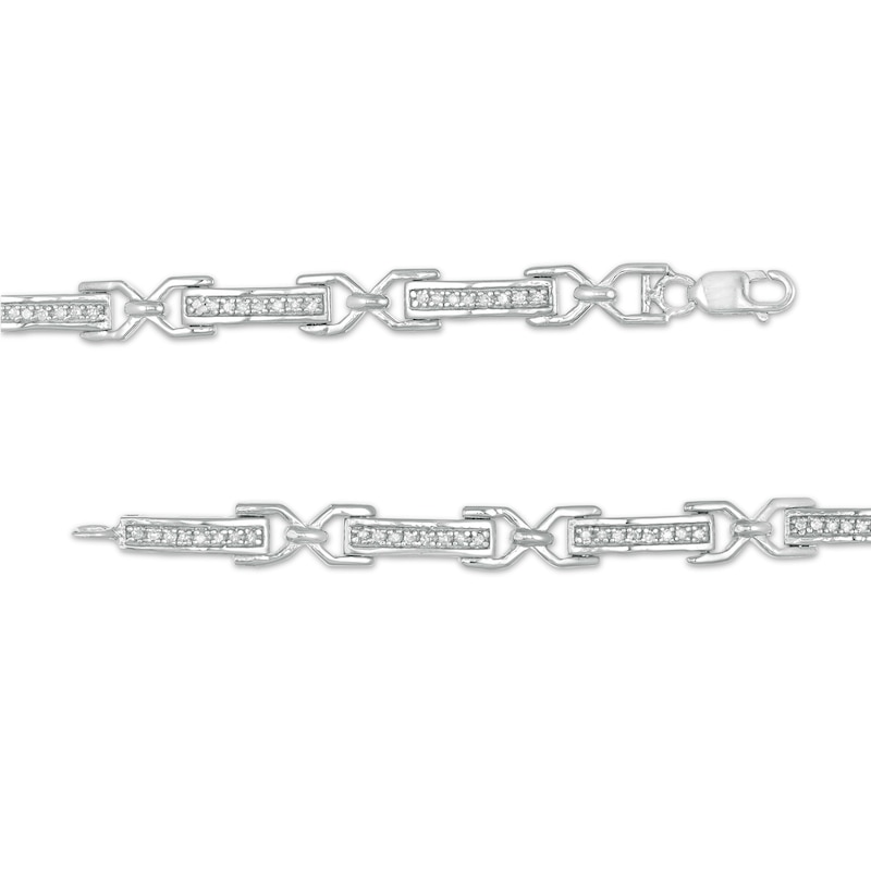 Main Image 3 of 1/4 CT. T.W. Diamond Bar "X" Link Bracelet in Sterling Silver - 7.5"