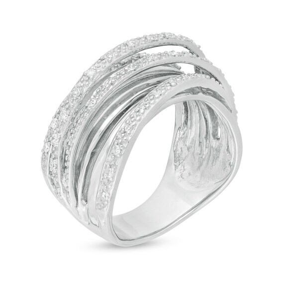 1/4 CT. T.w. Diamond Layered Multi-Row Ring in Sterling Silver