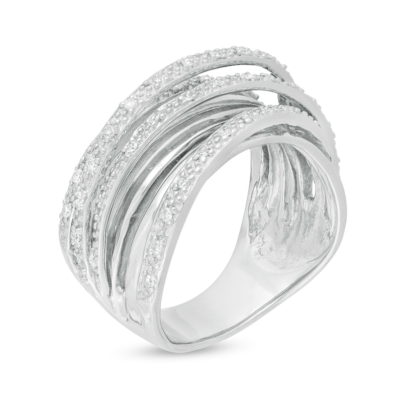 1/4 CT. T.W. Diamond Layered Multi-Row Ring in Sterling Silver