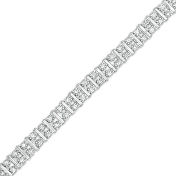 1 CT. T.w. Diamond Duos Line Bracelet in Sterling Silver - 7.5"