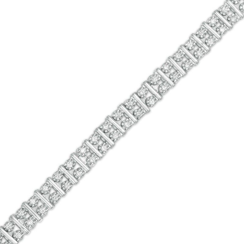 Main Image 1 of 1 CT. T.W. Diamond Duos Line Bracelet in Sterling Silver - 7.5"