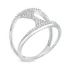 1/5 CT. T.W. Diamond Hourglass Open Shank Ring in 10K White Gold