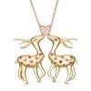 Thumbnail Image 0 of 1/10 CT. T.W. Enhanced Red and White Diamond Deer and Heart Pendant in Sterling Silver with 14K Two-Tone Gold Plate