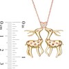 Thumbnail Image 2 of 1/10 CT. T.W. Enhanced Red and White Diamond Deer and Heart Pendant in Sterling Silver with 14K Two-Tone Gold Plate