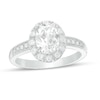 Thumbnail Image 1 of Oval Lab-Created White Sapphire Frame Vintage-Style Ring in Sterling Silver