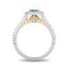 Thumbnail Image 4 of Enchanted Disney Jasmine Oval Swiss Blue Topaz and 1/4 CT. T.W. Diamond Frame Engagement Ring in 14K Two-Tone Gold